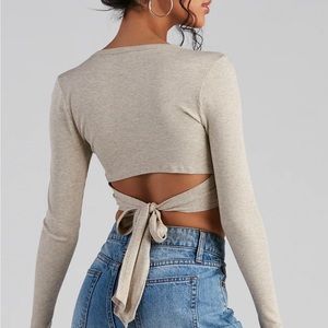 Maroon Tie Back Long Sleeve